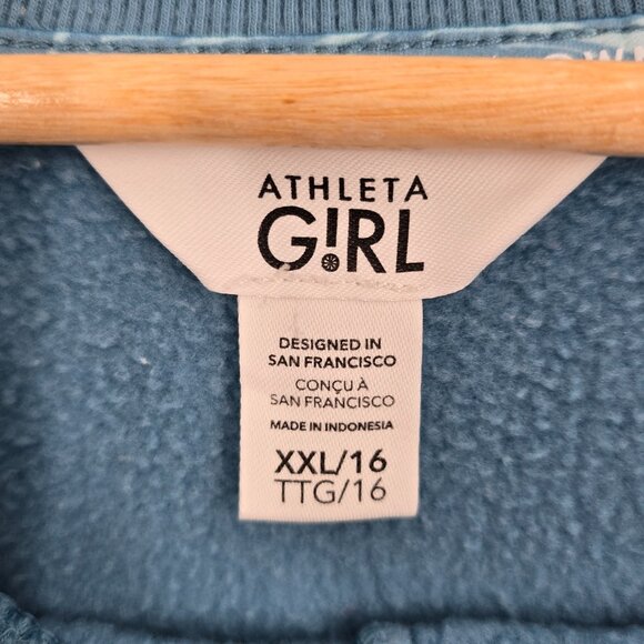 Athleta Girl Blue  Retroplush Twist Front Sweatshirt Sz XXL -16 Comfy Loungewear - Picture 2 of 9